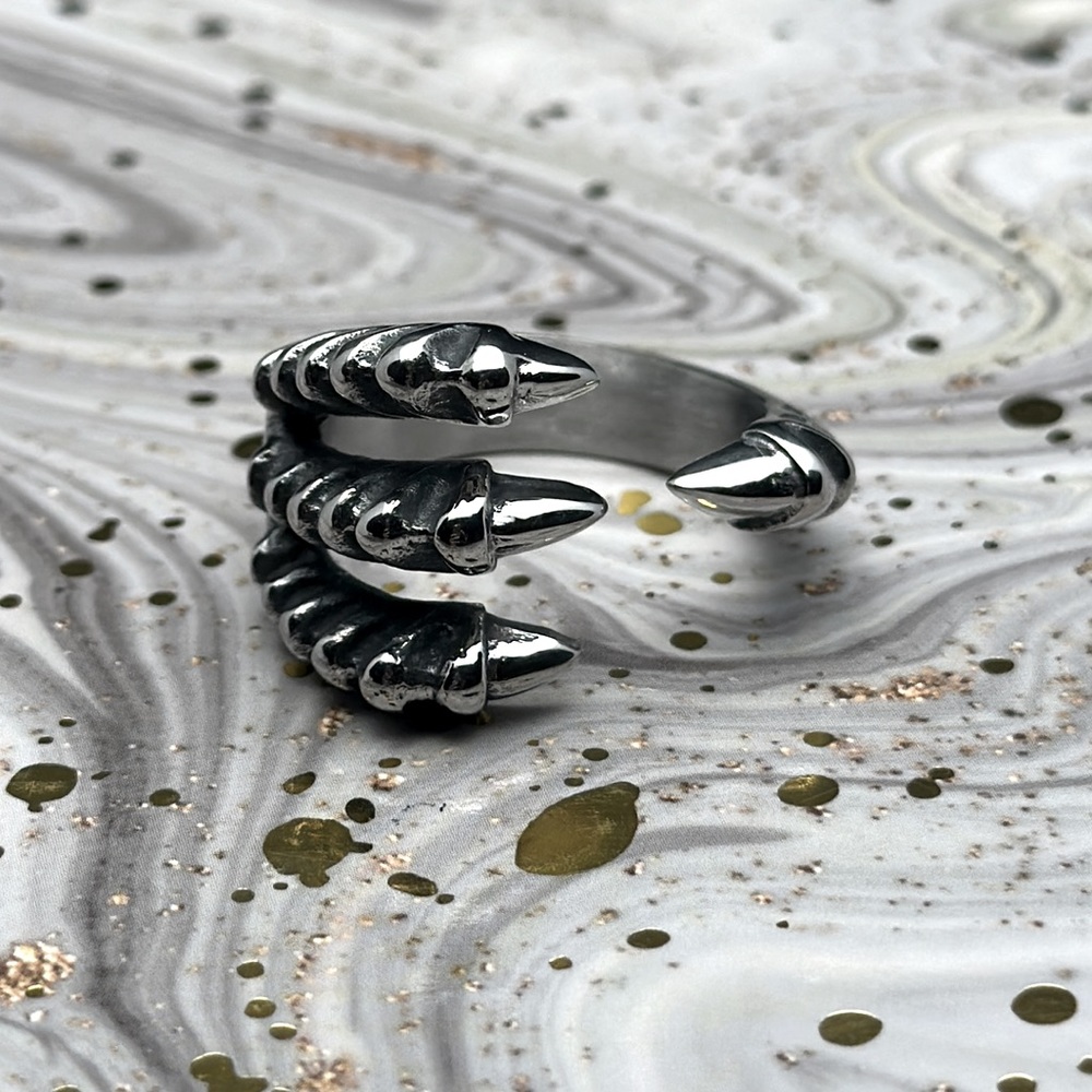 Dragon Claw Silver Stainless Steel Ring